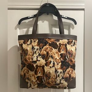 JP Ourse & Cie Canine Pattern Tote. High quality full grain leather trim. NWT.